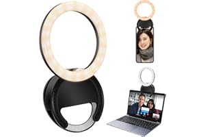 PNGOS Selfie Licht LED Ringlicht Handy 3 Farbmodi und 5 Helligkeitsstufen Handylicht Für Handys, Laptops, Make-up, Videoanrufe, Live-Streaming/YouTube/Tik Tok (Schwarz)