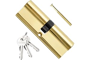 Bwintech 1 pz 50/50mm Euro Cilindro in Ottone, Chiave da 100mm/Chiave a Barile con 3 Chiavi Standard in Ottone,Antipicking, Anti-perforazione, Anti-scatto, Anti-urto,Finitura in Ottone Lucido