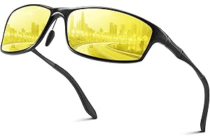 GESRUNY ㅤ Night Driving Glasses-Anti Glare-HD Night Vision Glasses for Driving-Al-Mg Metal Frame- TAC Polarised Lens-Glare Reducing Night time Driving Glasses for Men & Women-Style For Driving,Fishing,Skiing