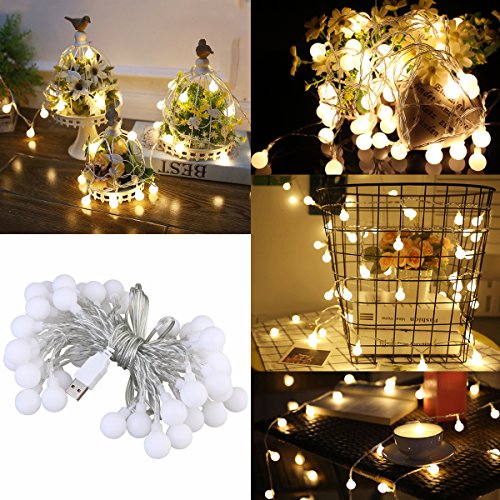LEDMOMO 50er LED Globe Lichterkette,Globe String Licht Sternenlicht,Ideal für Weihnachten,Hochzeit,Party,Weihnachtsbaum