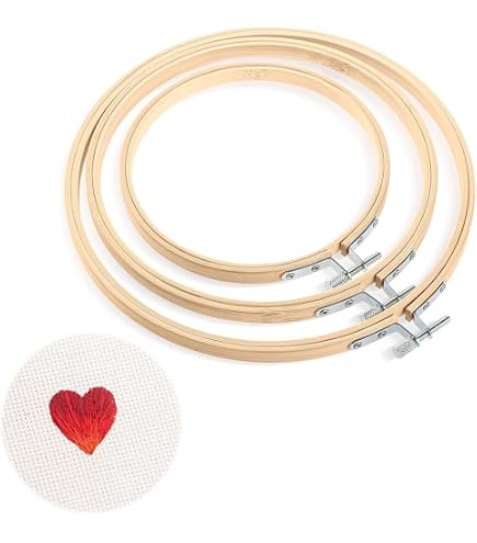 SZCXDKJ 4 pezzi 4 misure cerchio rotondo da ricamo cerchio in plastica cerchio punto croce anello per cucito artigianale, con aghi da ricamo occhio oro, cerchio da ricamo
