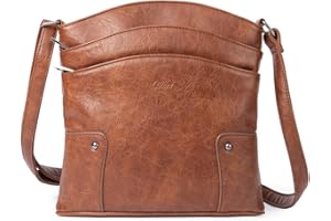 CLUCI Sac Bandoulière Femme Petit sac de Voyage cuir Designer multipoches Sac à main vintage Sacs portés épaule Marron foncé