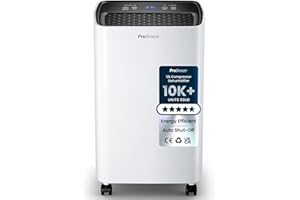 Pro Breeze 12L Compressor Dehumidifier with 2L Water Tank, Laundry Drying & Automatic Humidity Sensor - Portable Mould Remover with 24-Hour Timer for Damp, Black Mould and Condensation