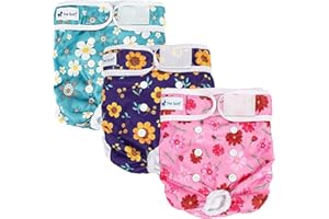 Pet Soft Dog Nappies Female - Washable Female Period Pants for Dogs Pets, Incontinence Reusbale Dog Heat Diapers 3Pack