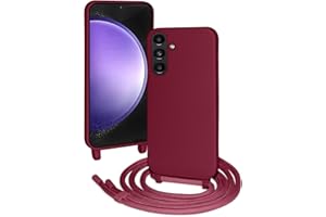 FERLAN Silikon Handykette für Samsung Galaxy S23 FE Hülle mit Band,Stylische Verstellbarer Halskette Handyhülle,Necklace Hülle mit Band,Handyhülle für zum Umhängen,Karminrot