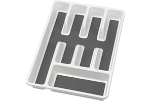 Wenko Portaposate antiscivolo - Inserto posate per cassetti, Polipropilene, 26.5 x 5 x 36.5 cm, Bianco