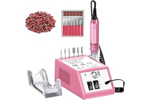 JIASHENG Nail Drill Machine,30000rpm Electric Nail Files Professional, Portable Electric Manicure Drill for Acrylic Nail Gel Nails Drill Kit for Beauty Salon and Home Use(Pink)
