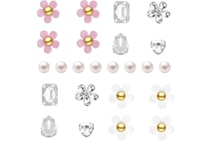 NEVEGE Flower Shoe Charms 19-25Pcs Shoe Charms Flower Crystal Rhinestone Pearl Flower Shoe Decoration Cute Shoe Charms for Girls Women