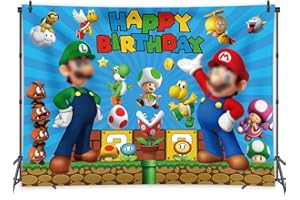 AMQU Plumber Brothers Backdrop,Super Mario Luigi Bros, Mario Backdrop, Birthday Decoration, Mario Brothers, Photo Background, Birthday Party Supplies (5x3ft)