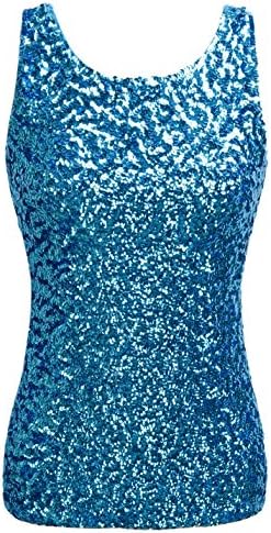 PrettyGuide Women Shimmer Glam Sequin Embellished Sparkle Tank Top Vest Tops