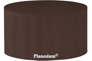 Planesium Premium Gartentisch rund Gartenmöbel Hülle Abdeckung Schutzhülle Haube Abdeckplane Garnitur wasserdicht atmungsaktiv reißfest 575g/lfm (Ø 100cm x Höhe 75cm, Braun)