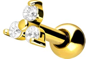 PIERCINGLINE Ohrpiercing aus Chirurgenstahl - Kristallblume Piercing als Ohr-Stecker, Helix oder Tragus in 4 stylischen Farben