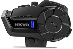 BETOWEY Interfono Moto, Cuffie Bluetooth Casco B2X Sistema di Comunicazione Wireless 5.1 con Condivisione Musica, Assistente Vocale, Radio FM, Distanza Interfono fino a 800-1000 metri (1 Pezzo)
