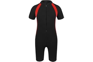 Agoky Unisex Boys Girls Short Sleeves Zippered Swimming Costume Swimsuit Rash Guard UPF 50+