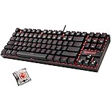 Redragon K552-2 87 tasti 60% Piccola tastiera meccanica TKL da gioco (retroilluminato a LED rosso nero)