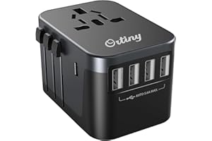 Adaptateur Prise Universelle, Ortiny 2023 Adaptateur Voyage avec 4 USB et 1 Type C Adaptateur Prise Anglaise USA Canada UK Italie Australie Chine Japon Thaïlande