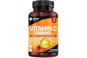 NEW LEAF PRODUCTS Vitamin C Tablets 1000mg - Enriched with Bioflavonoids & Rosehip - Premium Vitamin C Supplements - Vegan Tablets High Strength Ascorbic Acid VIT C for Normal Immune System UK Made