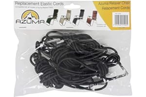Azuma Pack of 4 Replacement Elastic Cords Zero Gravity Chair Garden Recliner Relaxer Seat Black