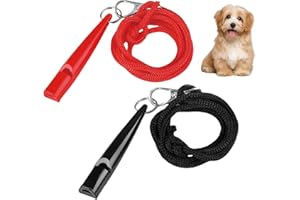 Homiladi Dog Whistles 2 PCS Dog Whistle for Recall with Lanyard | 5000Hz Training Whistle to Stop Barking & Recall | Loud Whistle for All Dog Breeds and Ages (Black & Red)