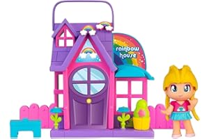 Pinypon, Casita del arcoíris, casita de Juguete Plegable, de Color Morado y Rosa, con Accesorios, Decoraciones para Jugar y una Mini muñeca, para niños y niñas Desde 4 años, Famosa (PNY26200)