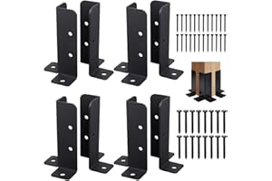 HOTUVEP 8Pcs Fence Post Brackets, Adjustable Bolt Down Post Support Fit 1.5x1.5,2x2,2x4,4x4 Post, Heavy Duty Deck Post Brackets Support Deck Base Plate Pergola Brackets Fence Post Repair Kit