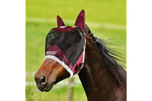 Horses Maschera Antimosche Fly Shield PRO, Leggera e Traspirante, Non Ostacola Il Campo Visivo del Cavallo, Protezione di Occhi e Orecchie