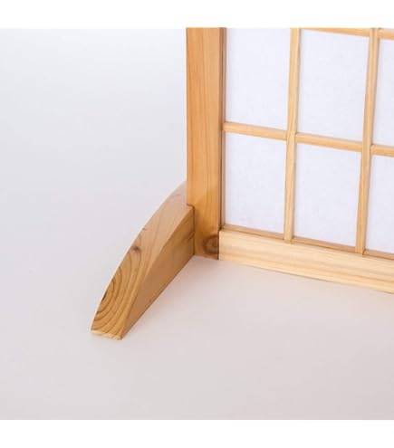 Paravent Japonais En Bois Et Bambou - 4 Pans Marron - Séparateur D'intérieur Design