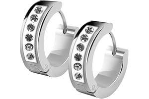 Soul-Cats 1 Paar Edelstahl Creolen Glitzerstein in schwarz gold silber