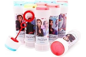 Toyland® Pack of 12 Frozen Soap Bubbles with Wands, 60 ml Solution and Novelty Labyrinth Lid - Pocket Money and Party Bag Toy