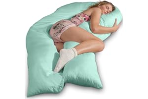 ‎TRAUMREITER Traumreiter Seitenschläferkissen Visco XXL langes & hohes Hybrid Wendekissen mit Memory Foam [orthopädisch] + Watte Seite, Schwangerschaftskissen zum Schlafen, Komfortkissen mit Bezug Baumwolle Mint