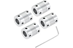 QUARKZMAN 4 Stück Flexible Kupplungen 8mm bis 10mm Aluminium Wellenkupplung L25xD19mm Klauenkupplung Schrittmotor Gelenkverbinder für 3D Drucker CNC Maschine DIY Encoder Motorwelle Silber