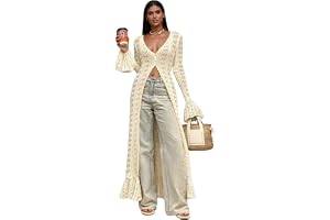 Boho långa koftor för kvinnor virkad långärmad urholkad stickad tröja knappar boho maxiklänning täcker öppen framsida