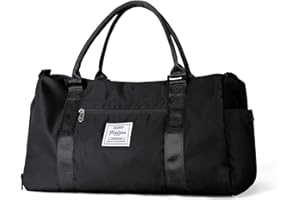 HYC00 Borsone sportivo Borsone sportivo da donna Borsa da palestra con tasca bagnata e scomparto per scarpe Borsone da viaggio Borsone da notte Borsa leggera e impermeabile Weekend Nuoto Yoga,Nero