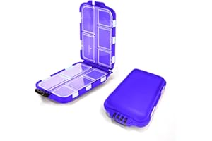 MAIANY Portapillole Settimanale da Viaggio con 10 Scomparti Portatile e Compatto Ideale per Viaggiatori e Anziani Contenitore per Pillole con Custodia Grigia (blu)
