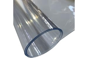 E. U. FABRICS LTD EU Fabrics 1.25MM Heavy Duty Clear PVC Fabric - Clear Table Protector - Thick, Waterproof, UV Protection, Fire Retardant, Crystal Clear PVC Table Top Protectors - Cut Size: 10cm x 10cm