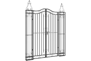 vidaXL Garden Gate in Black Wrought Iron - Decorative, Durable, Easy to Assemble and Lockable Entryway for Garden or Patio