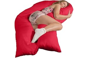 ‎TRAUMREITER Traumreiter Seitenschläferkissen Jumbo XXL mit Bezug Baumwolle Rot - Schwangerschaftskissen zum schlafen - XXL Stillkissen Komfortkissen Erwachsene U Form Seitenschläfer Kissen Body Pillow