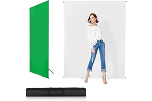 SEDGEWIN Vielseitiger Hintergrundständer, 5x6.5ft knitterfester zusammenklappbarer Hintergrund Chromakey-weißer/grüner Bildschirm für Fotostudio-Videoaufnahmen, Porträt-Headshot-Fotografie (2x1.5m /5x6.5ft)