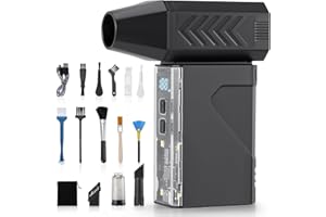 Sunowl Soffiatore Aria Compressa, 2 in 1 Aria Compressa Elettrico con 130000 RPM Super Power 1-100% Regolabile, Elettrico Air Duster con Ricarica Rapida, Luce LED per Computer, Tastiera, Auto, Divano