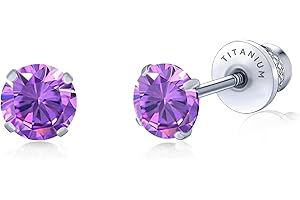 Limerencia Hipoalergenicos G23 Pendientes Titanio Mujer, Pendientes con Rosca 20G Helix F136 Piercing Post,5mm Circonio Cúbico para Mujer, Niñas y Adolescentes Orejas Sensibles.