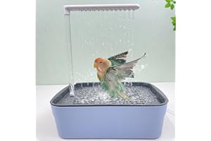 Hyunlai Baignoire automatique pour oiseaux montée sur cage avec circulation de l'eau – Douche autonettoyante pour perruches, calopsittes et petites perruches – Installation sans outil