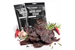 The Meat Makers Dried Beef Jerky Steak Mix 200g - viande séchée de bœuf séché steak mix séché de bœuf séché pour les personnes collation à la viande séchée