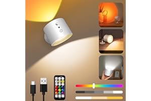 KINGMILE LED Wandleuchte Innen,Akku Wandlampe Ohne Stromanschluss mit Fernbedienung,RGB Touch Control Wandleuchten,Kabellos Nachttischlampe mit 3 Farbmodi,360° Drehbare Dimmbar Wandbeleuchtung für Schlafzimmer