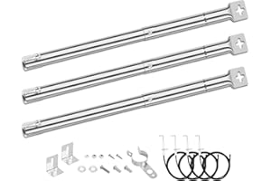 Denmay 31 a 45 cm piezas de repuesto de quemador de parrilla de gas de acero inoxidable universal para Fire Mountain, CosmoGrill, Campingaz, Blooma, Brinkmann y otros modelos de parrillas, 3 PACK