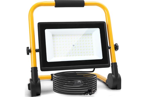 Aigostar - Projecteur de Chantier LED avec Cordon de 4M,100W,Éclairage Chantier Puissant,9000LM,Étanche IP65 e Portable,6500K,Lampe Travaux avec Prise,Idéal pour Intérieurs et Extérieurs