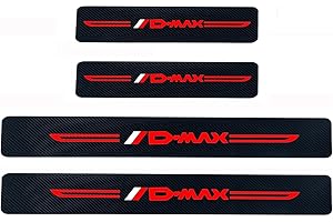 RIDGOEL 4 Pièces Protection Seuil de Porte de Voiture pour Isuzu Dmax D-Max Autocollant en Cuir de Fibre de Carbone Plinthes pour Auto Accessoires Universels Red