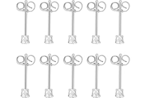 LIUJZZJ 2MM Tiny Women's Stainless Steel Round Clear Cubic Zirconia Stud Earrings(5 Pairs)