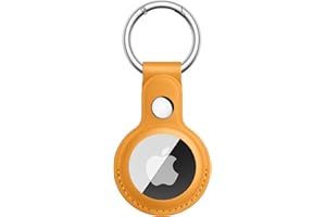 Meliya Custodia AirTag Portachiavi per Apple Airtag, Pelle Custodia per Airtag Apple con Portachiavi, Pelle Cover Protettiva per AirTag per Tracker per Zaini e Animali Domestici (Giallo)