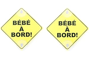 MINGCHENCN Lot de 2 Panneaux Signalétique français Bébé à Bord Avec Deux Ventouses Voiture Auto Sécurité Bébé Enfants Amovible