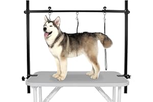 LEIBOU Dog Grooming Arm H-Shape Pet Dog Grooming Table Arm con 3 cappi e Morsetti per Cani e Gatti Heavy Duty Alloy Frame con 35,4" Altezza Regolabile And 36,2" ~ 50" Larghezza Regolabile